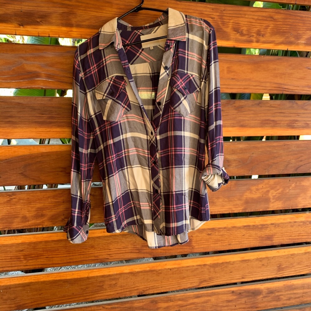 Anthropologie plaid blouse